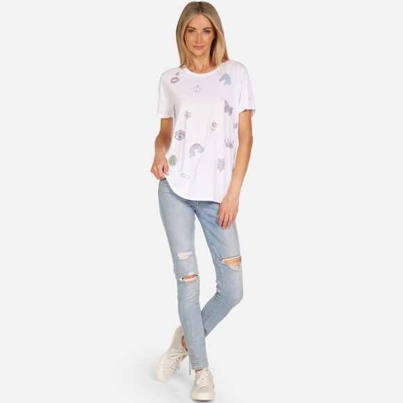 Lauren Moshi Wolf Crystal Fantasy Elements Vintage Boyfriend Tee T-Shirt XS S M - Picture 2 of 4